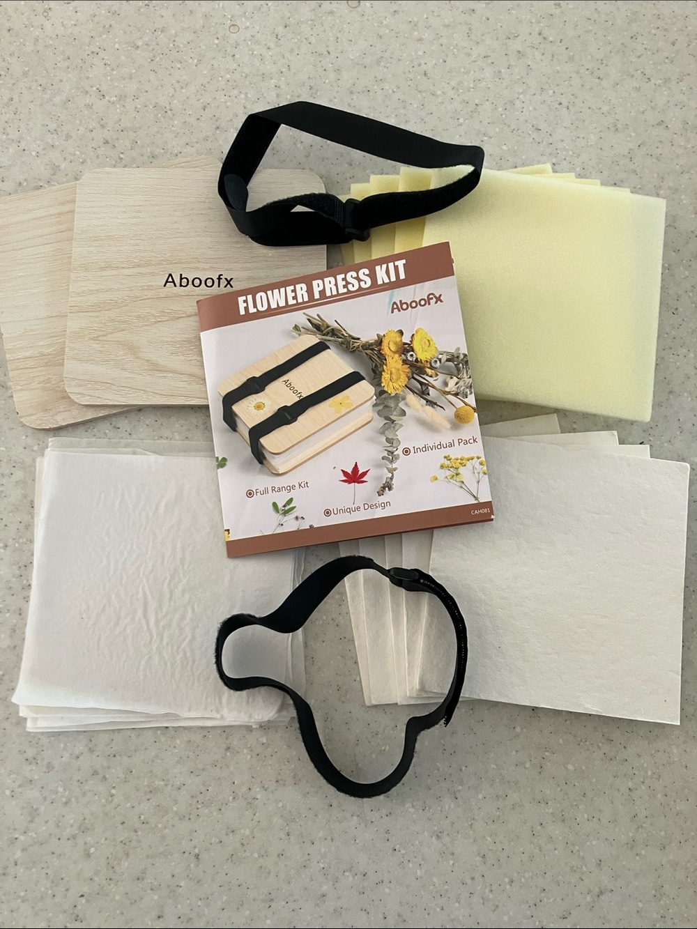AbooFx Flower Press Kit - Natural Wood & White Press Paper